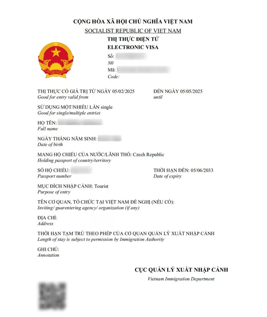 vietnam-evisa eVisa sample document